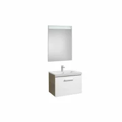 Conjunto Completo Mueble 1 Cajón + Lavabo + Espejo Luz Integrada (80 O 60 Cm) – Prisma – Roca
