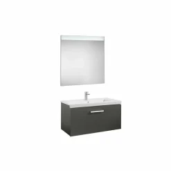 Conjunto Completo Mueble 1 Cajón + Lavabo + Espejo Luz Integrada (80 O 60 Cm) – Prisma – Roca