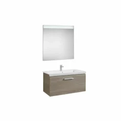 Conjunto Completo Mueble 1 Cajón + Lavabo + Espejo Luz Integrada (80 O 60 Cm) – Prisma – Roca