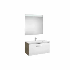 Conjunto Completo Mueble 1 Cajón + Lavabo + Espejo Luz Integrada (80 O 60 Cm) – Prisma – Roca