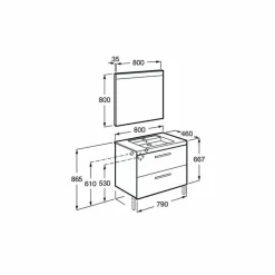 Conjunto Completo Mueble + Lavabo + Espejo Luz Integrada (80 O 60 Cm) – Prisma – Roca