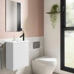 Conjunto Completo Mueble De Baño Suspendido1 Puerta Mueble + Lavabo + Espejo – Loft – Visobath