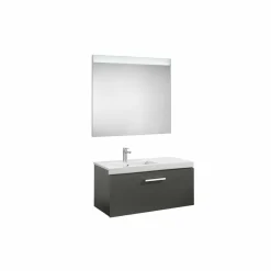 Conjunto Completo Mueble 1 Cajón + Lavabo + Espejo Con Luz Integrada (90 O 110 Cm) – Prisma – Roca
