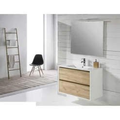 Conjunto De Baño Mueble Suspendido + Lavabo Ceramica + Espejo – Melanie – Jumar
