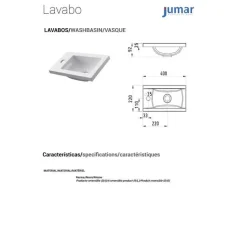 Conjunto De Baño Para Espacios Reducidos 40×22 Cm Blanco Brillo – Camille – Muebles Jumar