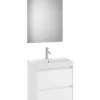 Conjunto De Mueble Base Compacto De Dos Cajones Con Fondo De 36 Cm, Lavabo Y Espejo Eidos Con Luz LED Integrada En La Parte Superior – Ona – Roca