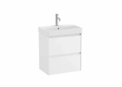 Conjunto De Mueble Compacto De Dos Cajones Y Lavabo Fineceramic- Ona – Roca