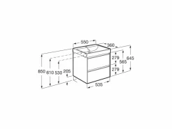 Conjunto De Mueble Compacto De Dos Cajones Y Lavabo Fineceramic- Ona – Roca