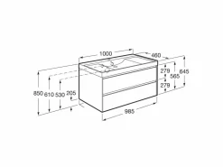 Conjunto De Mueble De Dos Cajones Y Lavabo FINECERAMIC – Ona – Roca