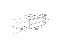 Conjunto De Mueble De Dos Cajones Y Lavabo De Porcelana – Tenet – Roca