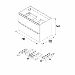 Conjunto De Mueble Suspendido 2 Cajones Con Lavabo Veneto – Monterrey – Salgar