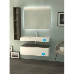 Conjunto Encimera SolidCoat Surface Faldon 11 Cm Con Bajo Mueble 1 Cajón – Serie Life – Baños10