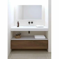 Conjunto Encimera SolidCoat Surface Clos Life Faldon 11 Cm Con Bajo Mueble A Suelo Con Patas 1 Cajón – Serie Life – Baños10