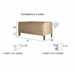 Conjunto Encimera SolidCoat Surface Clos Life Faldon 11 Cm Con Bajo Mueble A Suelo Con Patas 1 Cajón – Serie Life – Baños10