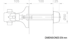 Conjunto Grifo Antivandálico Tras Muro Para Lavabo. Latón Cromado Y Acero Inoxidable – 07015.10.N – Nofer