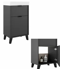 Conjunto Mueble A Suelo 1 Cajon Y 1 Puerta ó 1 Cajon Y 2 Puertas Con Fondo Reducido De 35,5 Cm + Lavabo Midi – Visobath
