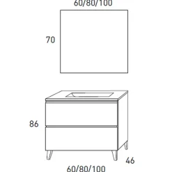 Conjunto Mueble De Baño A Suelo 2 Cajones + Lavabo Ceramico Flat + Espejo Sevilla – Granada – Visobath