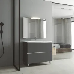 Conjunto Mueble De Baño A Suelo + Lavabo Ceramico Flat – Granada – Visobath