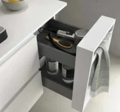 Conjunto Mueble Suspendido 2 Cajones + 1 Cajón Con Toallero Extraible Y Lavabo De Porcelana – Spirit – Salgar