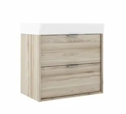 Conjunto Mueble Suspendido 2 Cajones + Lavabo Ceramico Midi Con Fondo Reducido 35,5 Cm – Midi – Visobath