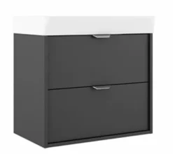 Conjunto Mueble Suspendido 2 Cajones + Lavabo Ceramico Midi Con Fondo Reducido 35,5 Cm – Midi – Visobath