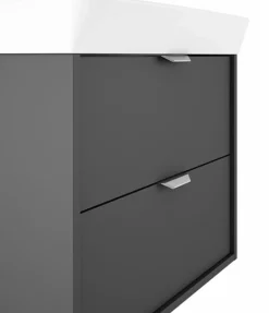 Conjunto Mueble Suspendido 2 Cajones + Lavabo Ceramico Midi Con Fondo Reducido 35,5 Cm – Midi – Visobath