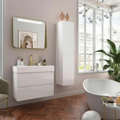 Conjunto Mueble Suspendido 2 Cajones Con Lavabo Toscana Y Toallero Lateral – Monterrey – Salgar