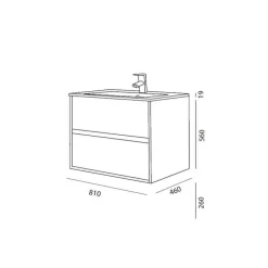 Conjunto Mueble Suspendido 2 Cajones Y Lavabo De Porcelana – Noja – Salgar