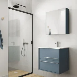 Conjunto Mueble Suspendido 2 Cajones + Lavabo Ceramico Flat – Aqua – Visobath