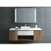 Conjunto Mueble Suspendido 1 Cajón Y 1 Hueco + Modulo De 1 Puertas En Laterlales Con Encimera SolidCoat Surface Y Lavabo Sobreencimera Carey – Serie Life – Baños10
