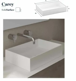 Conjunto Mueble Suspendido 1 Cajón Y 1 Hueco + Modulo De 1 Puertas En Laterlales Con Encimera SolidCoat Surface Y Lavabo Sobreencimera Carey – Serie Life – Baños10