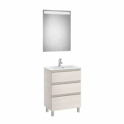 Conjunto Pack Mueble Base Compacto De Tres Cajones, Lavabo Y Espejo LED – The Gap – Roca