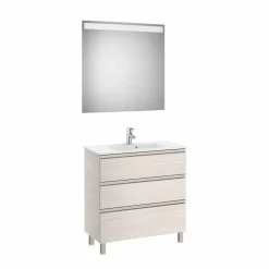 Conjunto Pack Mueble Base Compacto De Tres Cajones, Lavabo Y Espejo LED – The Gap – Roca