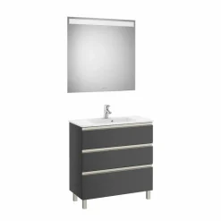 Conjunto Pack Mueble Base Compacto De Tres Cajones, Lavabo Y Espejo LED – The Gap – Roca