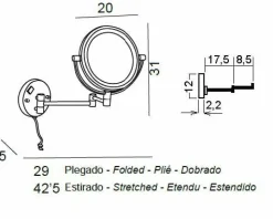 Espejo Aumento 5X Pared Negro Mate Modelo Combis – 6348081 – Manillons Torrent