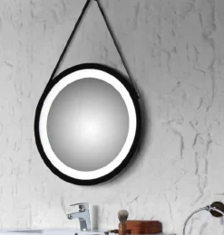 Espejo Con Luz Frontal Proyectada Perimetralmente Modelo Elna Blanco/negro 60x60cm – DecorBath