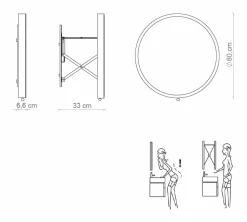 Espejo Extensible Redondo 80Cm Plata Modelo Extend R – 7104041 – Manillons Torrent