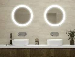 Espejo Redondo Retroiluminado Y Luz Frontal Perimetral Modelo Luna – DecorBath