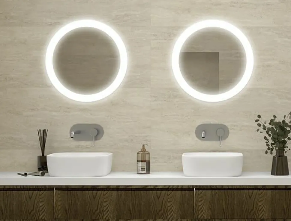 Espejo Redondo Retroiluminado Y Luz Frontal Perimetral Modelo Luna – DecorBath