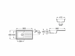 Fregadero De 1 Cubeta De Acero Inoxidable Y Escurridor A La Derecha 900x490x160 Mm – Victoria – Roca – A873901A01