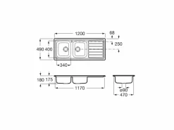 Fregadero De 2 Cubetas De Acero Inoxidable Y Escurridor A La Derecha – Victoria – Roca – A873121A01