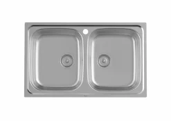 Fregadero De 2 Cubetas De Acero Inoxidable 800x490x160 Mm – Victoria – Roca – A872801A01