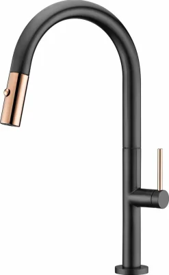 Grifería De Cocina Extraíble Samoa Negro Oro Rosa – GCE017/NOR – Imex