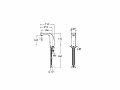 Grifería Electrónica Sensor Lavabo Un Agua Con Limitador De Caudal Alimentación Con 4 Pilas Alcalinas 1,5V LR6 (AA) – Roca – L20-E – A5A5609C00