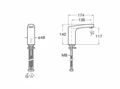 Grifería Electrónica Sensor Para Lavabo Un Agua Alimentación Con Conexión A Red 230 V. Incluye Fuente De Alimentación – L70-E – Roca – A5A5D09C00