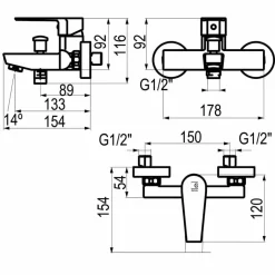 Grifo Baño-ducha Aroha Cromo Maneta Corta – 4613500 – Galindo