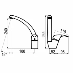 Grifo Cocina Caño Alto Fundido Alfa Maneta Horizontal – 8148400 – Galindo