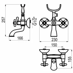 Grifo De Baño-ducha Bronce Con Accesorios De Ducha – 1929 – 6201340 – Galindo