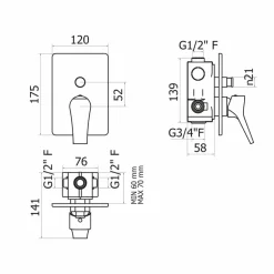 Grifo De Baño-ducha Empotrable Dos Vías Twit – 4947400 – Galindo