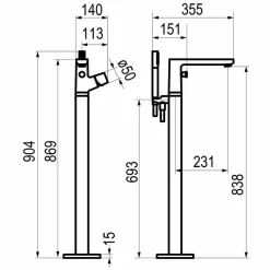 Grifo De Baño-ducha Esla Pie Con Accesorios – 7921100 – Galindo